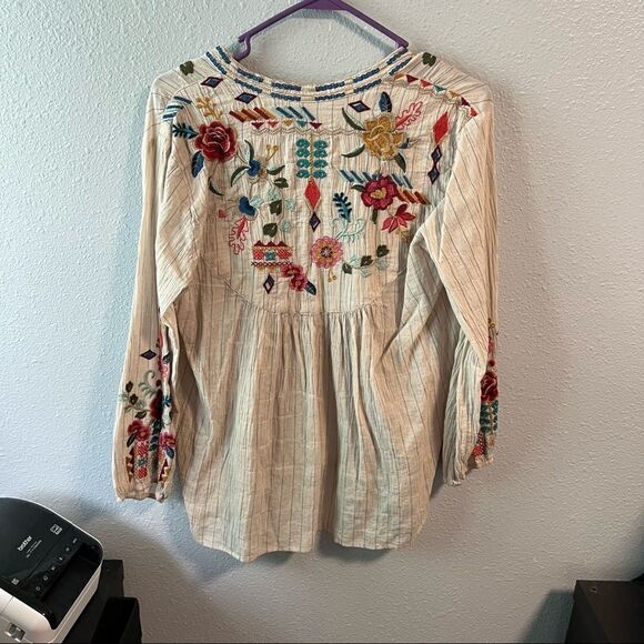Johnny Was Cotton Eilona Embroidered Blouse - Picture 8 of 10